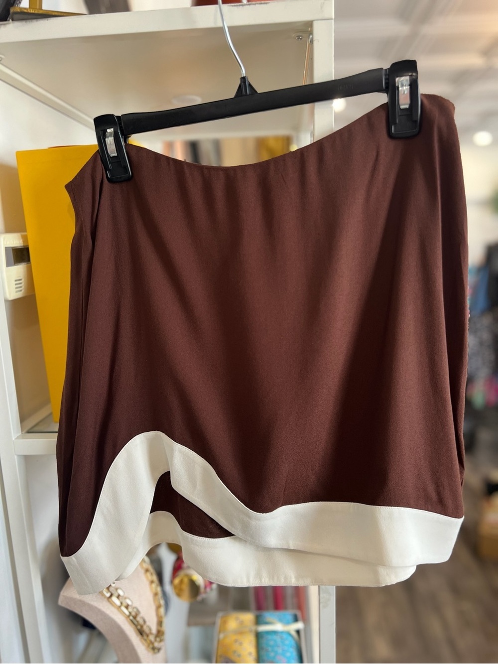 Reformation Brown and White Colorblock Skirt